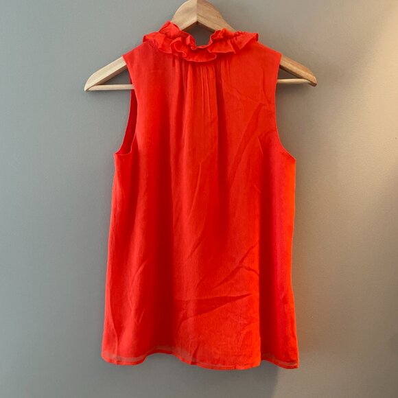 NWT J.Crew Naomi Sleeveless Silk Flutter Blouse Top Orange Red Size 00 - Picture 3 of 3